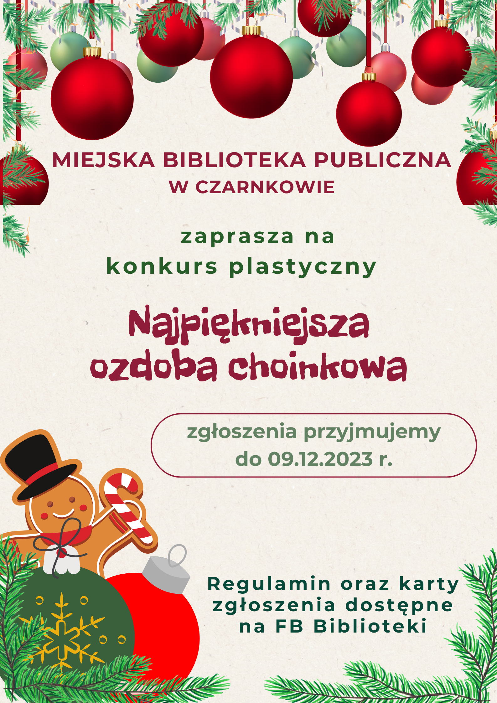Najpiękniejsza ozdoba choinkowa. Treść plakatu na&nbsp;tle ozd&oacute;b choinkowych