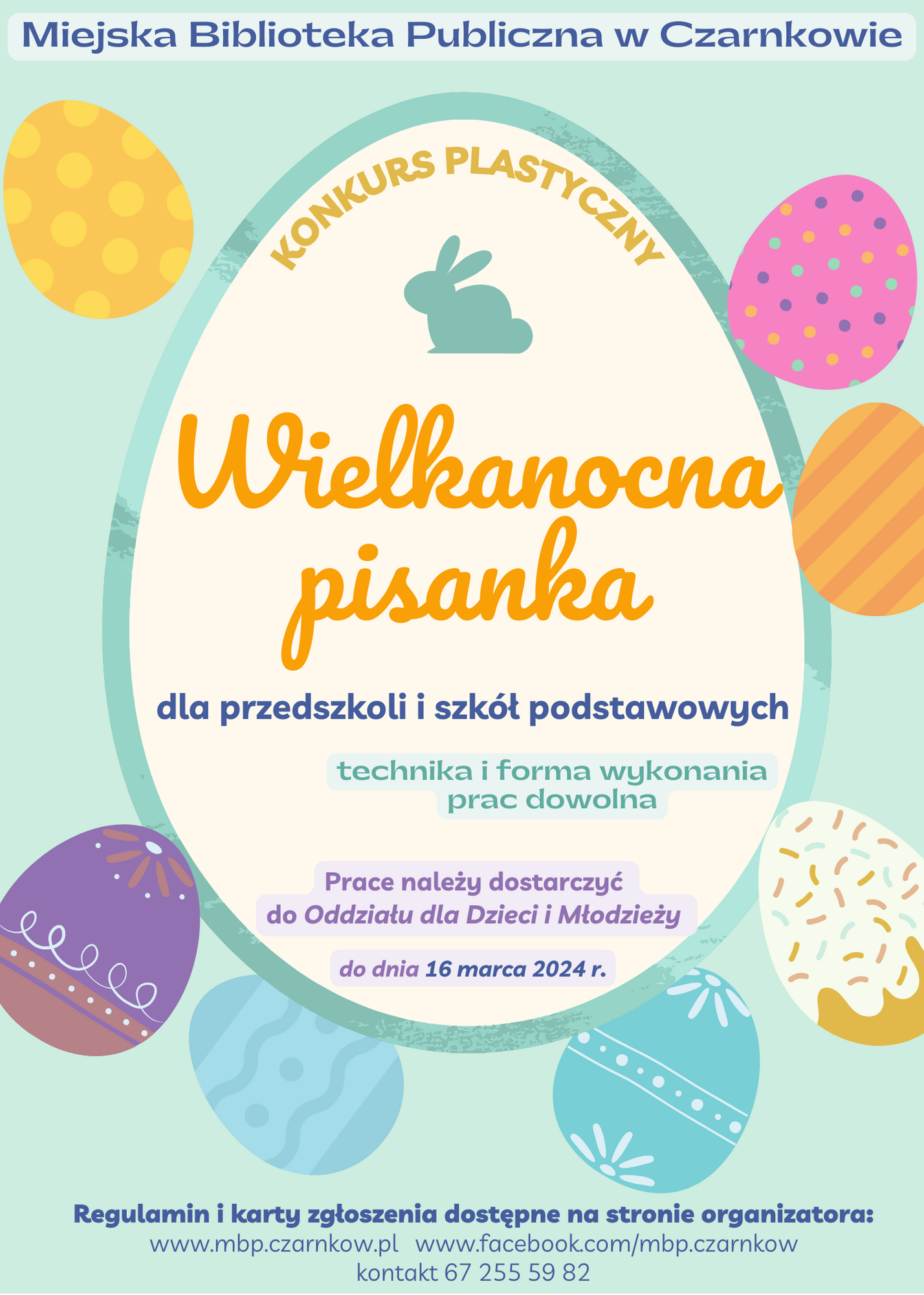 Plakat zapowiadający konkurs plastyczny Wielkanocna pisanka