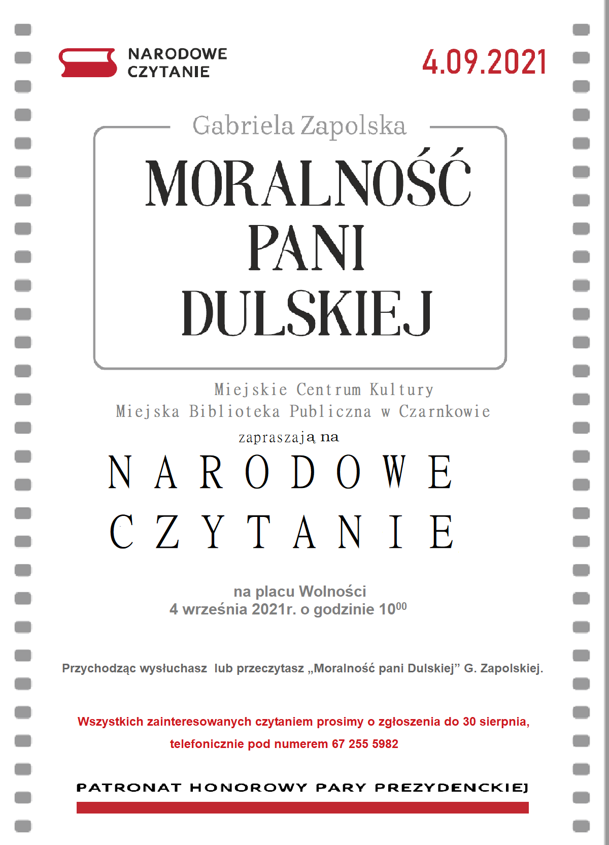 Plakat Narodowe Czytanie w Czarnkowie