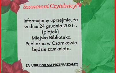 Zdjęcie do Uwaga! Biblioteka zamknięta w wigilię.