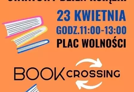 Miejska Biblioteka Publiczna w Czarnkowie zaprasza w Światowy Dzień Książki 23 kwietnia 2025 roku w godzinach 11.00-13.00 na Plac Wolności w Czarnkowie do włączenia się w akcję Bookcrossingu - podziel się książką i podaj dalej.
