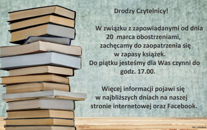 Zdjęcie do Informacja dla czytelnik&oacute;w